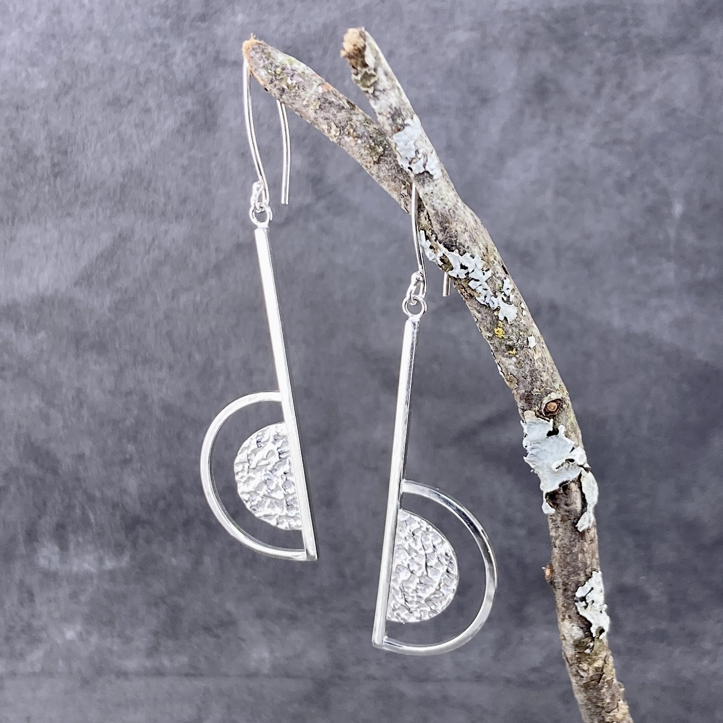 sun and moon earrings - split - Argentium silver - Image 2