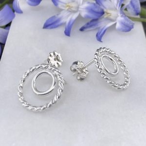 sun halo post earrings - Argentium silver