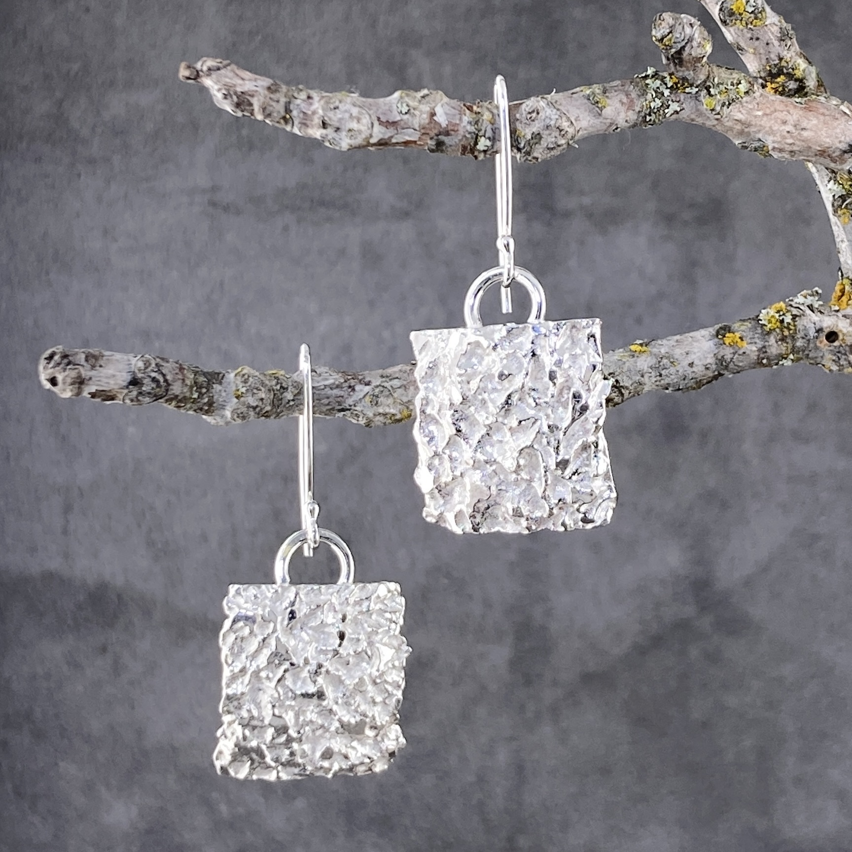 lunar earrings - square - Argentium silver - Image 3