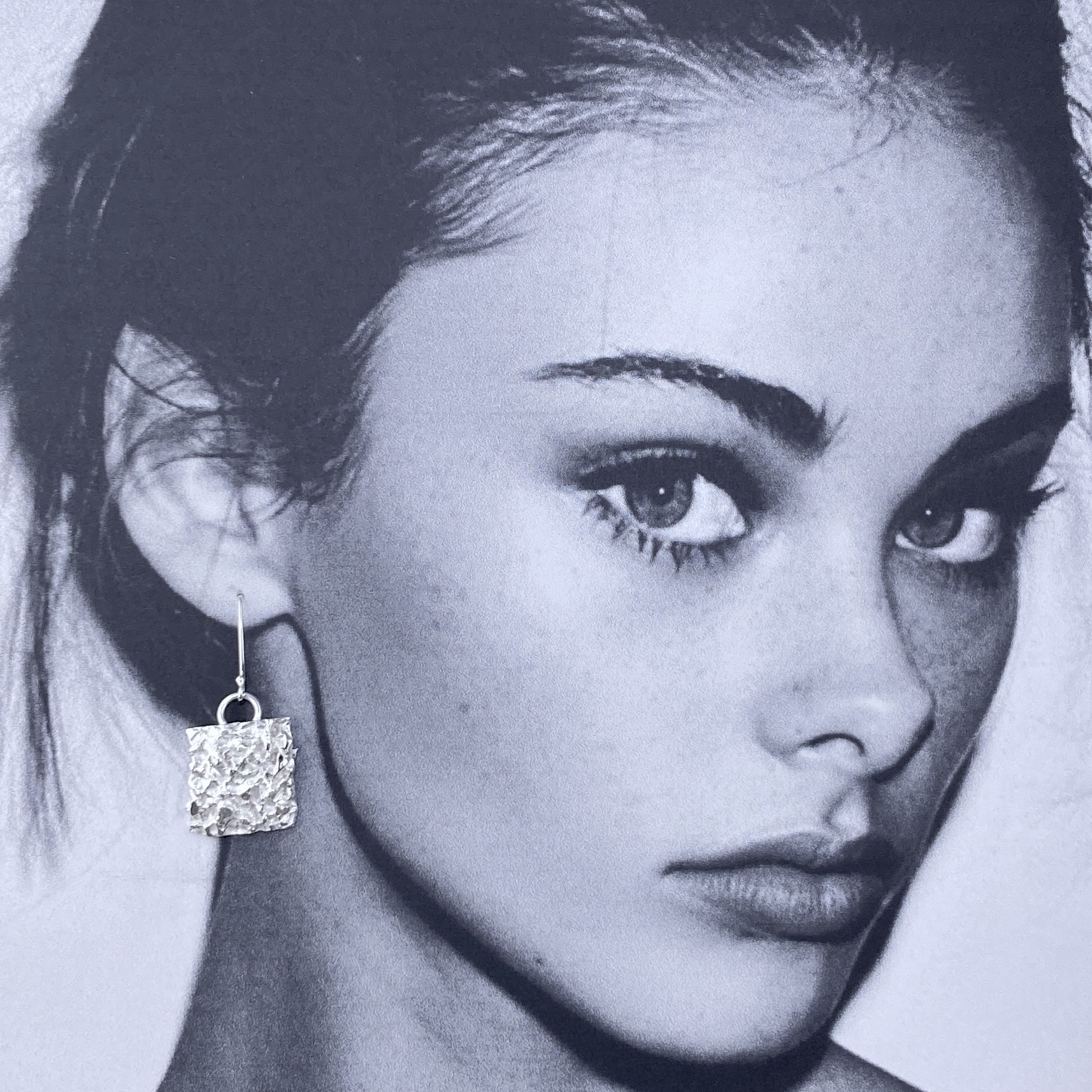 lunar earrings - square - Argentium silver - Image 4