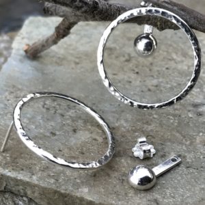 sun earring jacket - hammered - Argentium silver