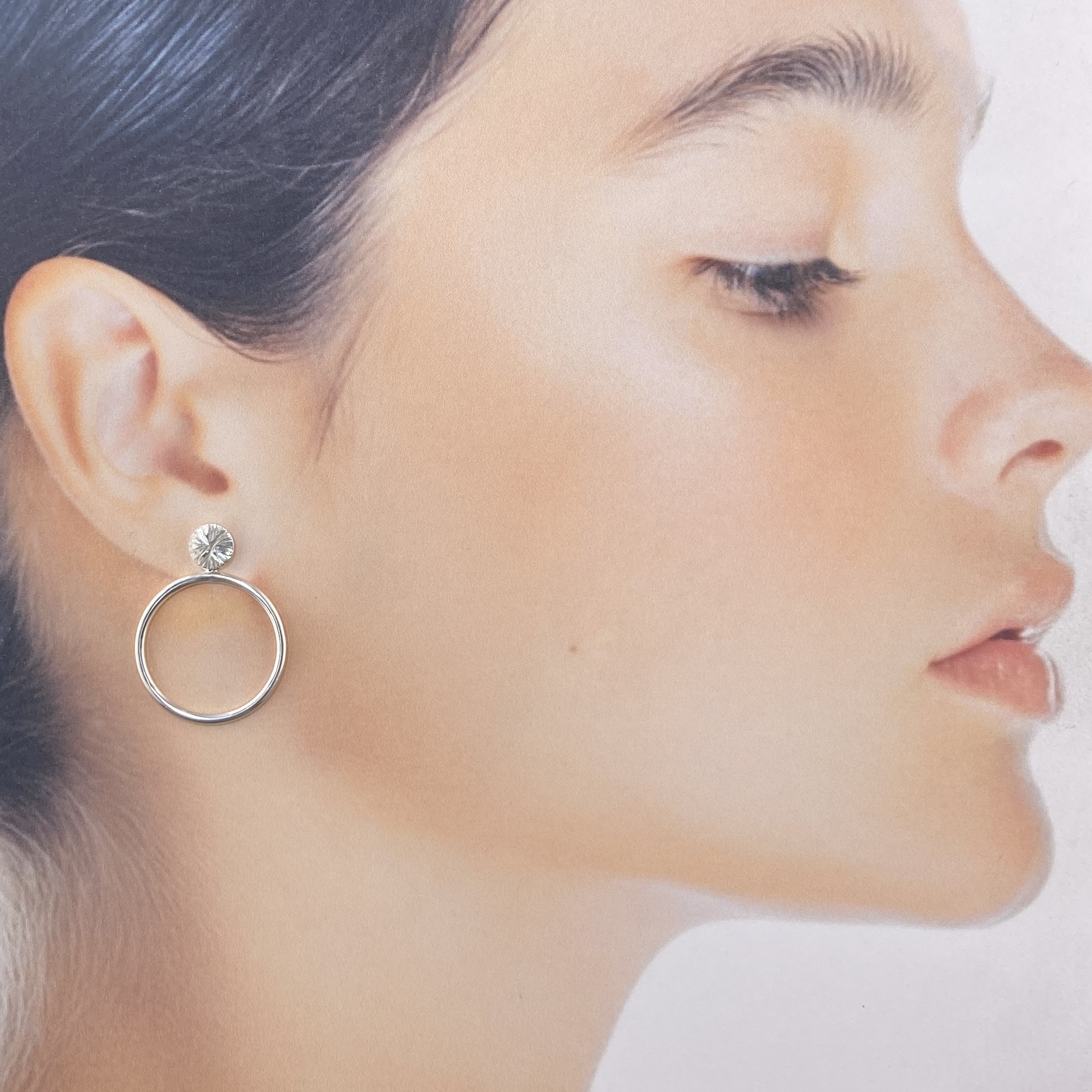 sun earring jacket - hammered - Argentium silver - Image 2