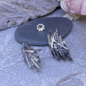 Bark Earrings – Post – Antique Argentium Silver