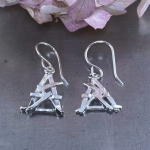 twig earrings - triangle - Argentium silver
