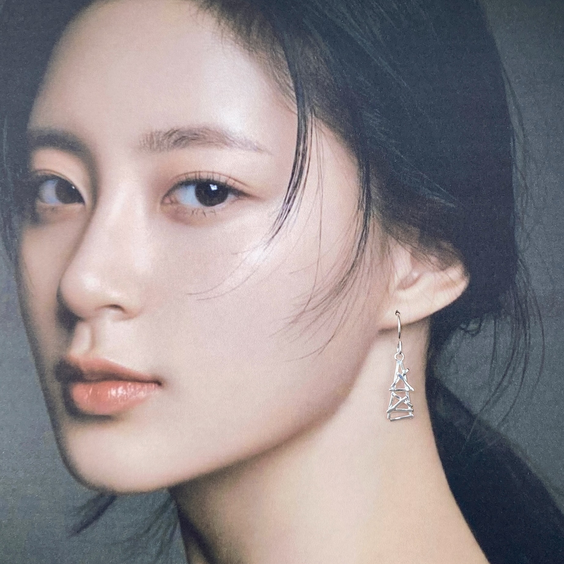 twig earrings - triangle - Argentium silver - Image 4