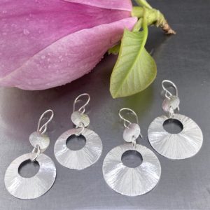 sun earrings - etched rays - Argentium silver