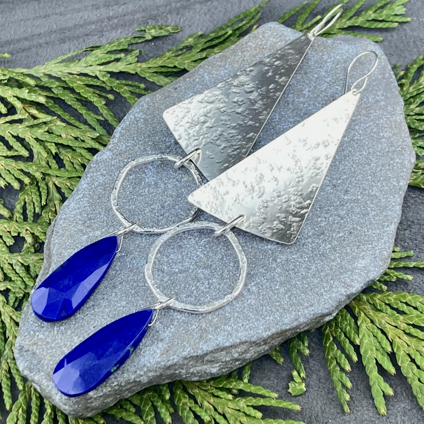 lapis earrings - sail over sun - Argentium silver - Image 4