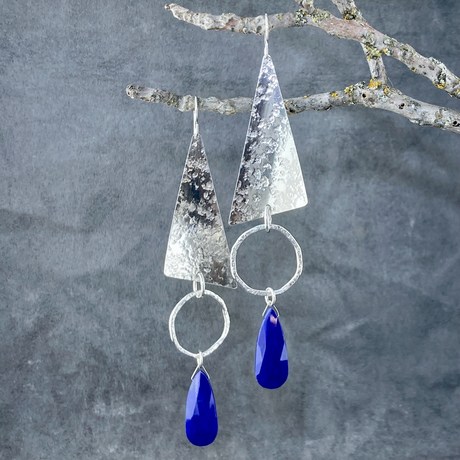 lapis earrings - sail over sun - Argentium silver - Image 2