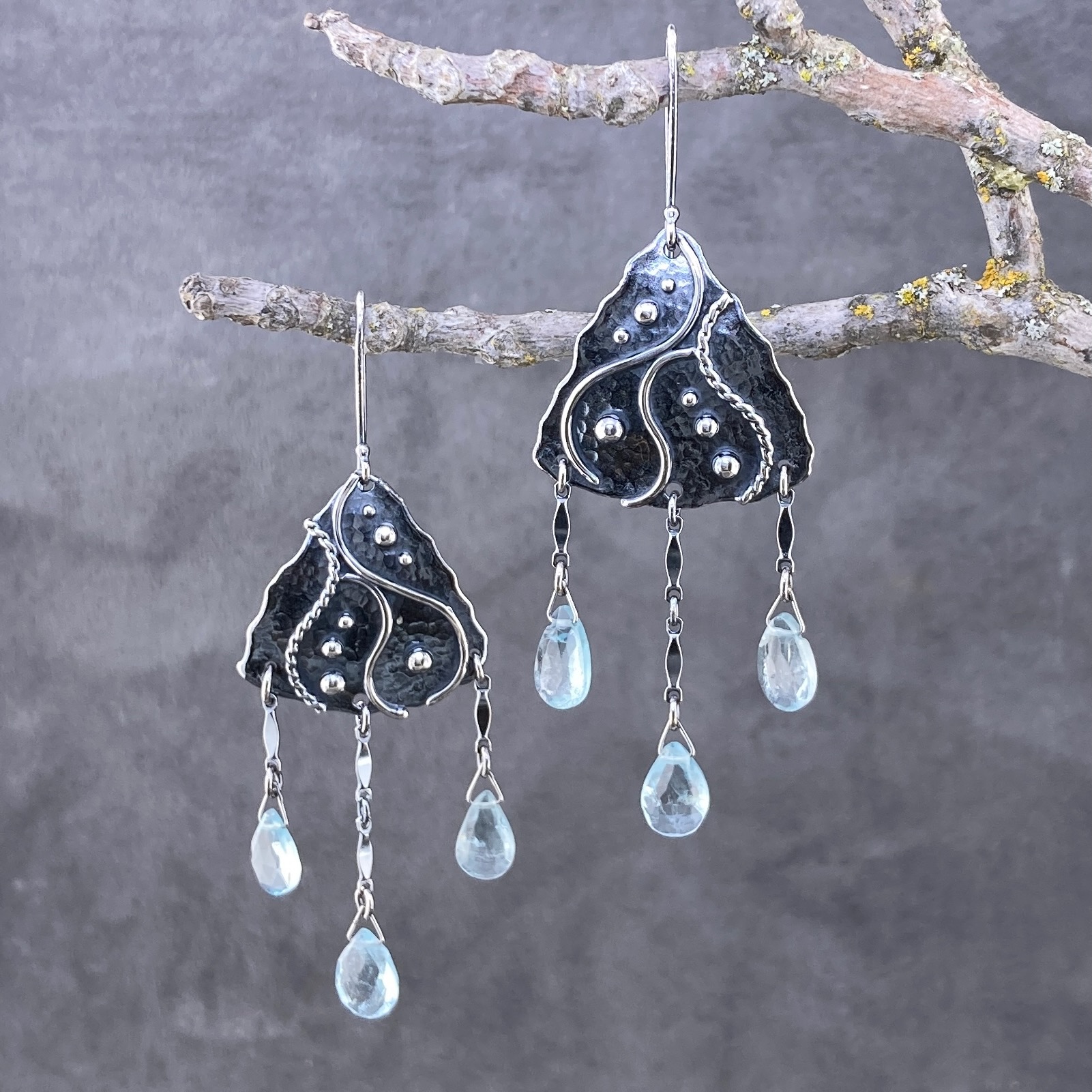 Swiss topaz earrings - chandelier - Argentium silver - Image 3