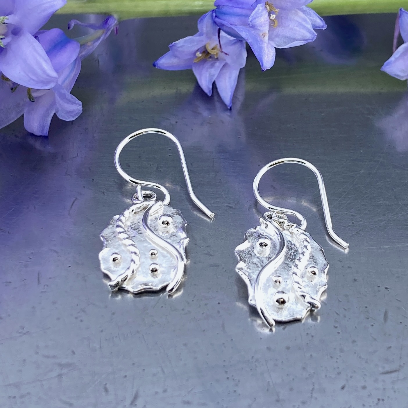 waves earrings - small oval - Argentium silver - Image 3