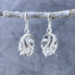 waves earrings - small oval - Argentium silver