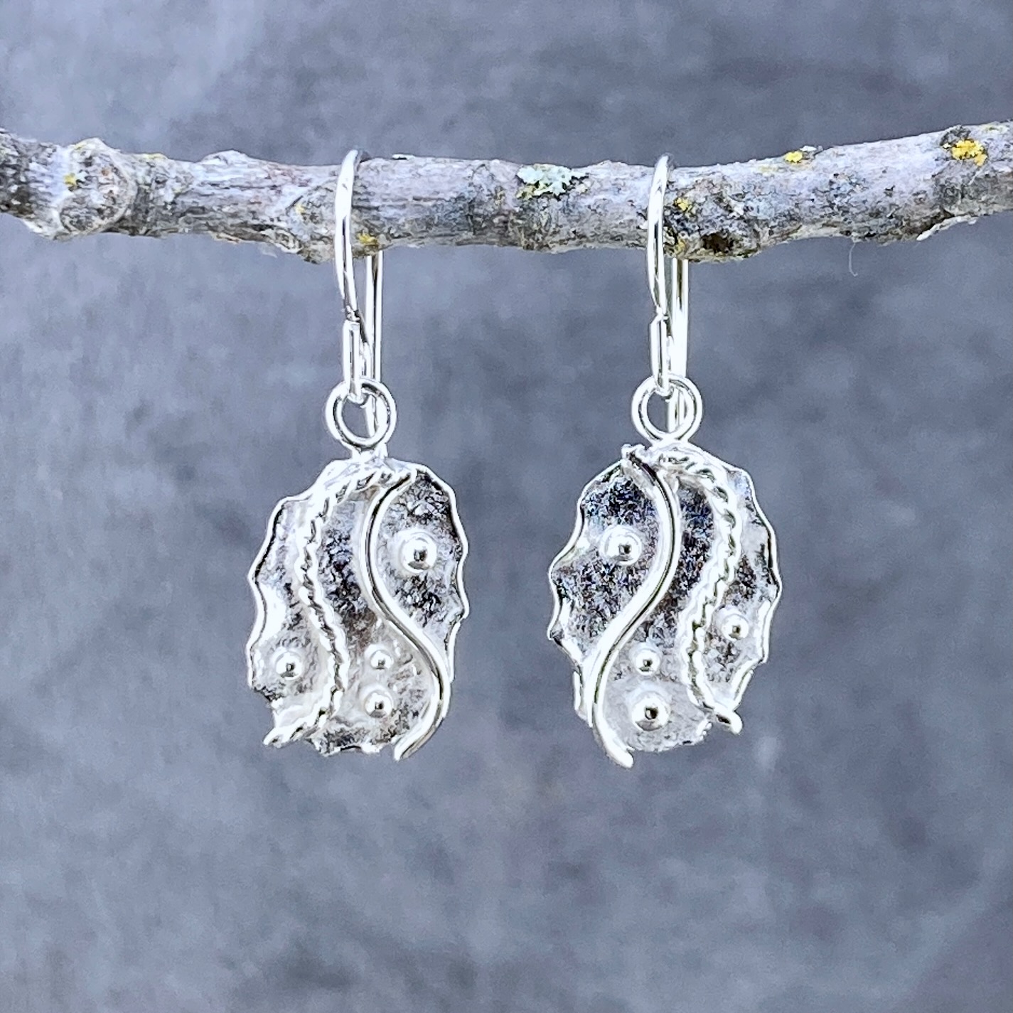 waves earrings - small oval - Argentium silver