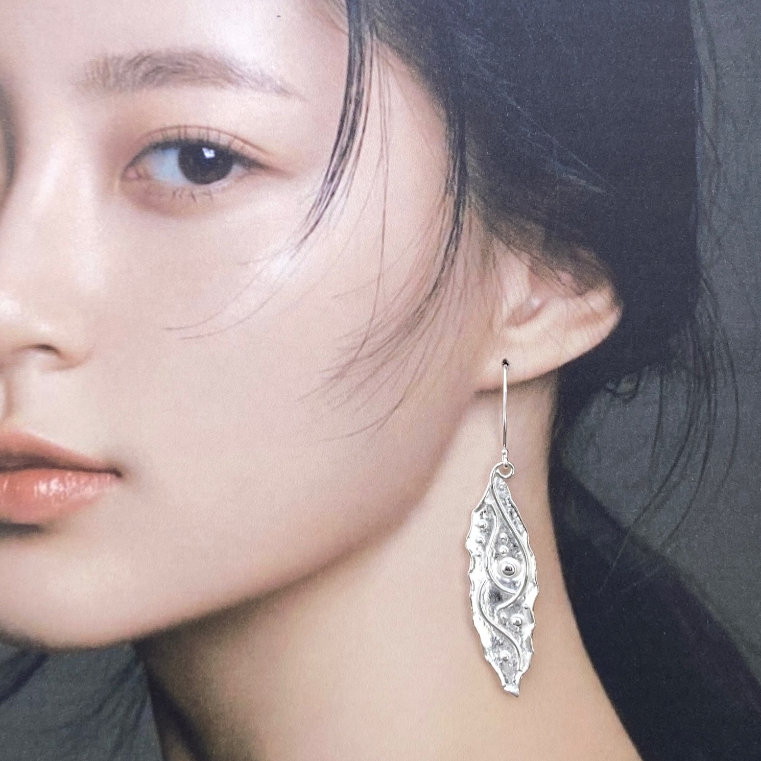 waves earrings - marquise - Argentium silver - Image 2