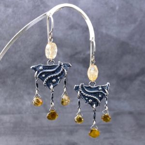 tourmaline earrings - chandelier - Argentium silver