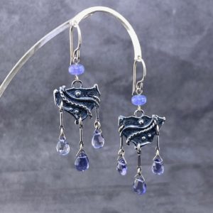 iolite earrings - chandelier - Argentium silver