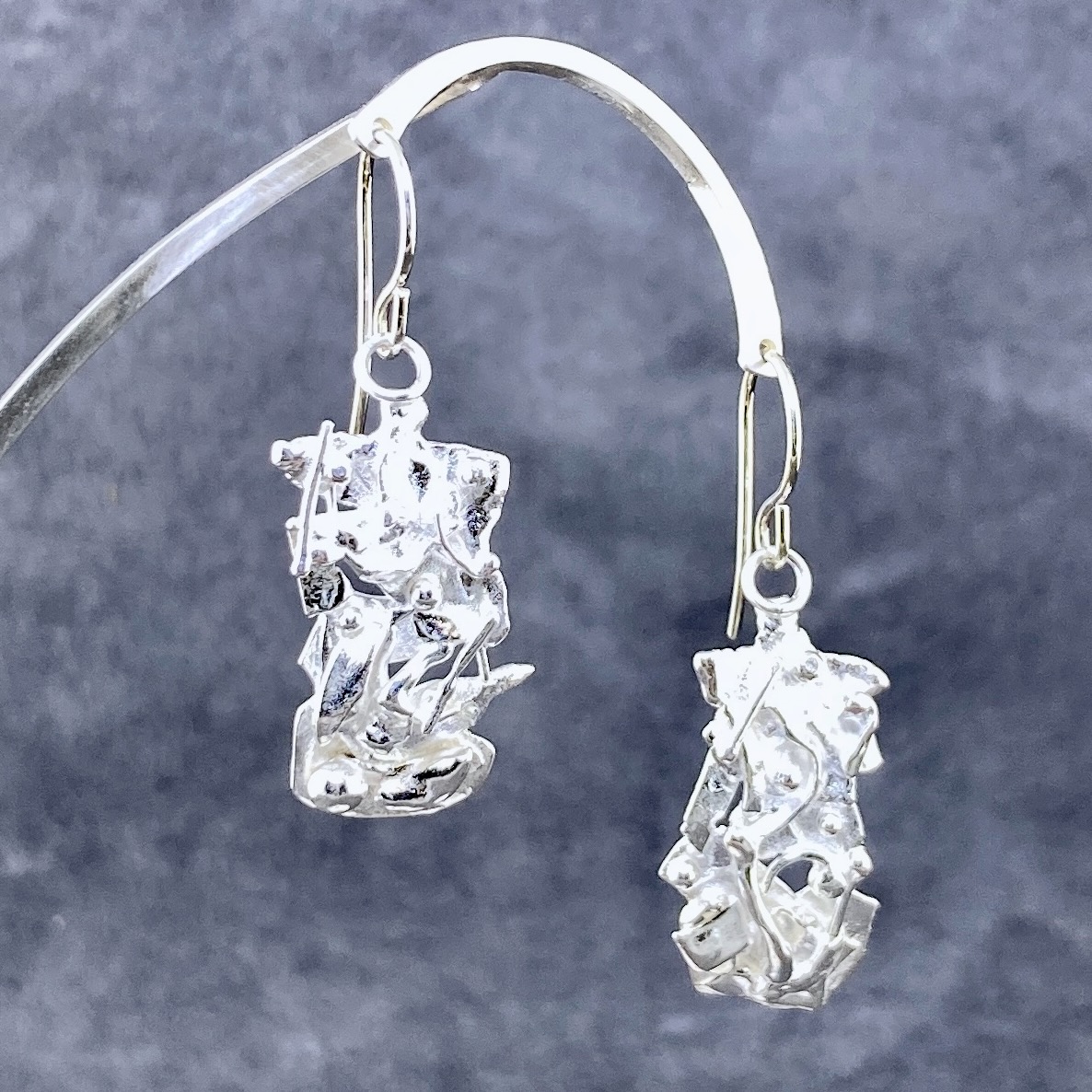 rapids earrings - rectangle - Argentium silver