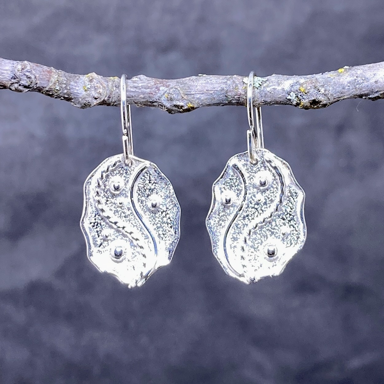 waves earrings - small oval - Argentium silver - Image 3