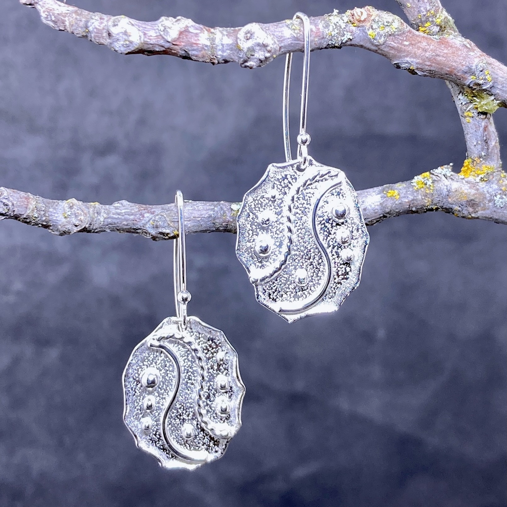 waves earrings - medium oval - Argentium silver