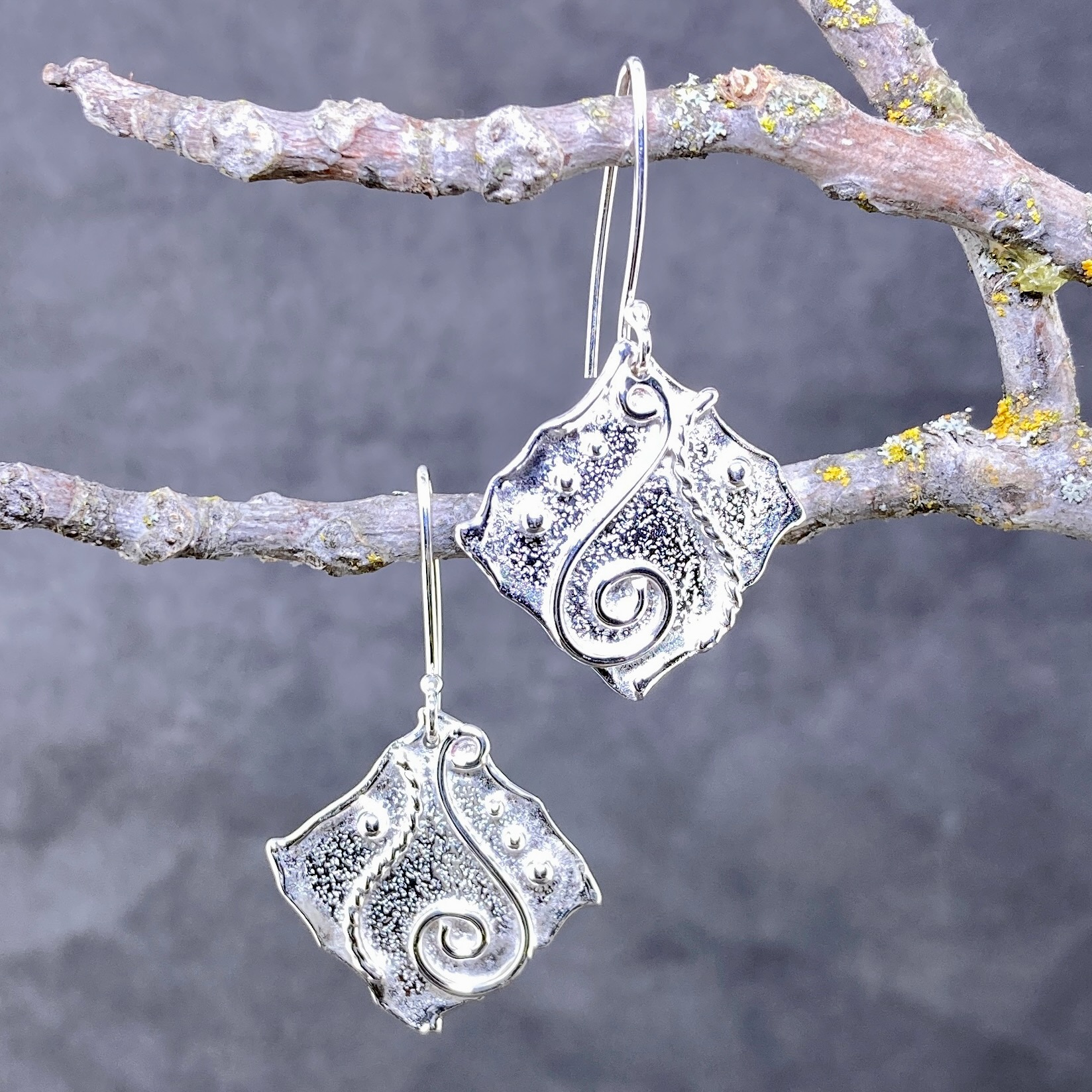 waves earrings - diamond - Argentium silver - Image 3