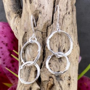 freeform circle earrings - double - Argentium silver