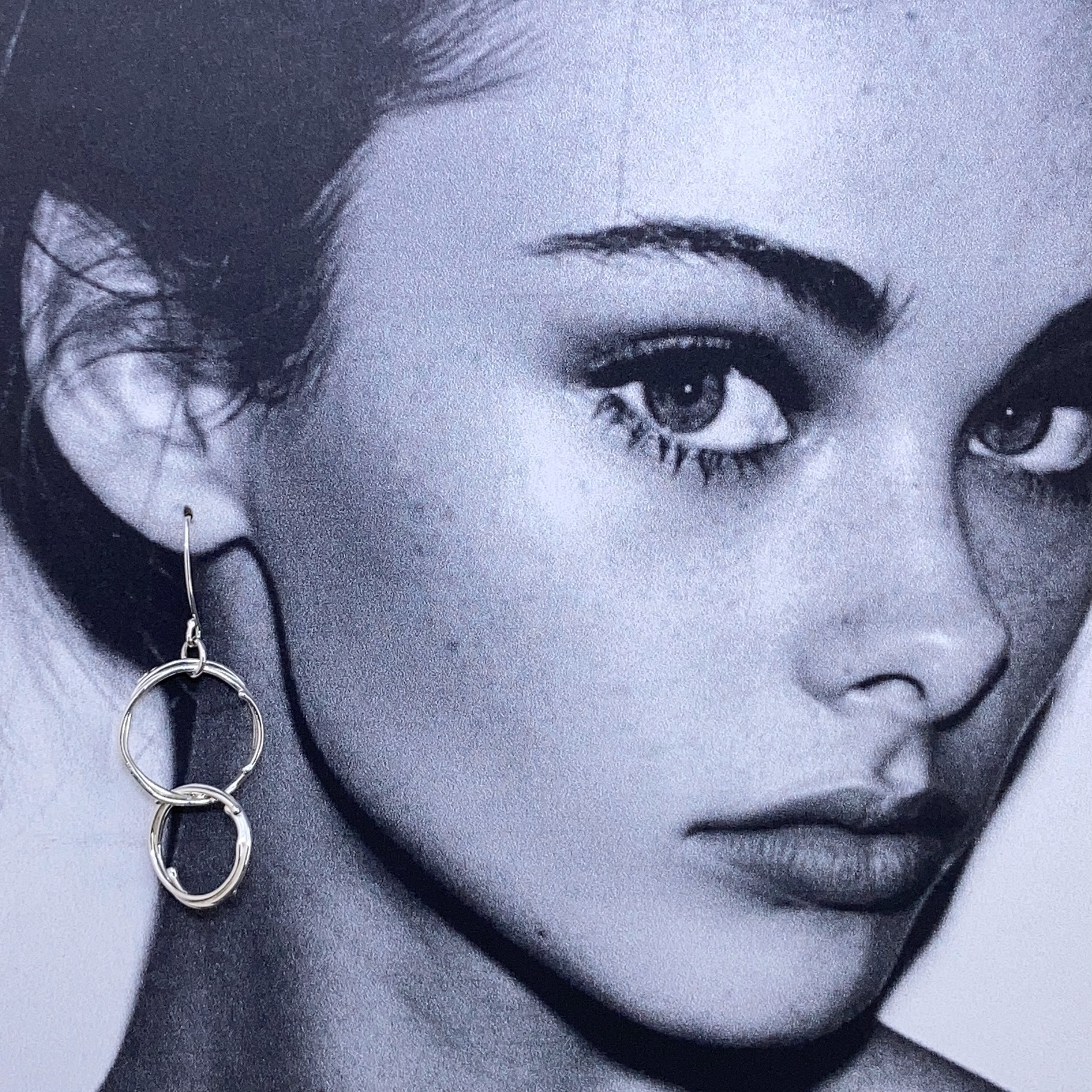 freeform circle earrings - double - Argentium silver - Image 3