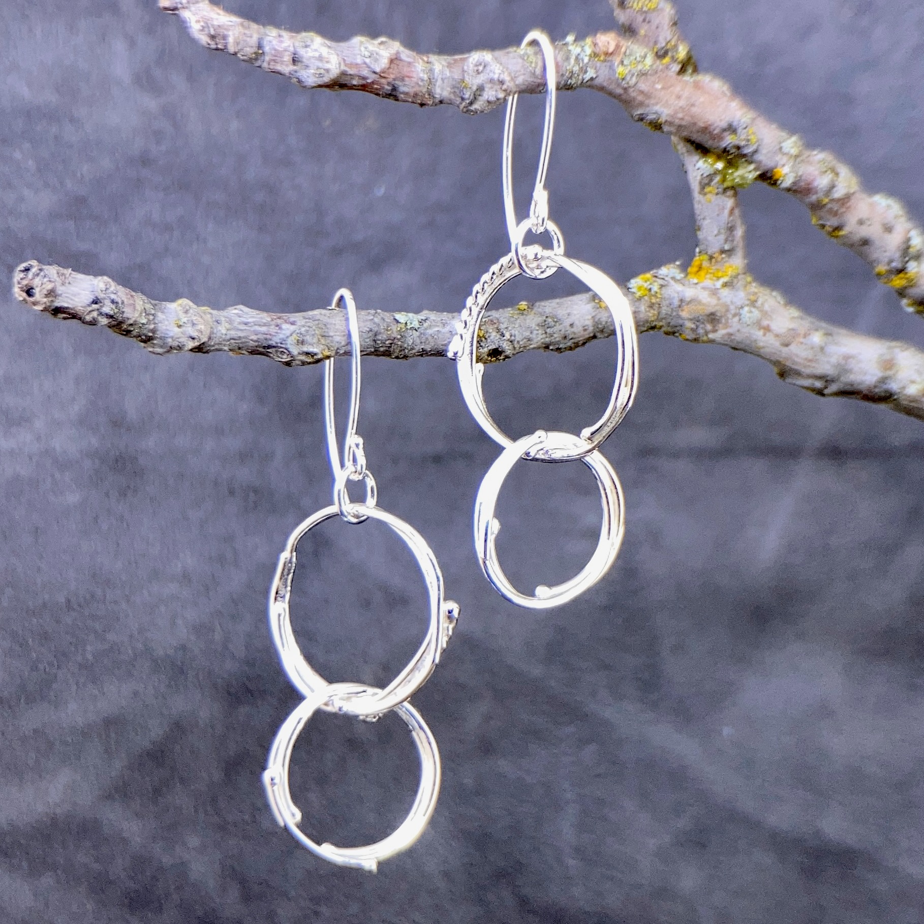 freeform circle earrings - double - Argentium silver - Image 4