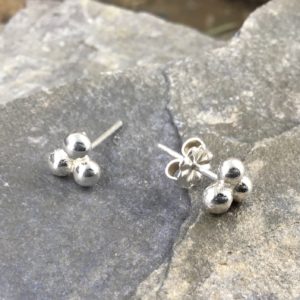 Granule Post Earrings – Triple Design – Argentium Silver