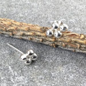 Granule Post Earrings – Quadruple Design – Argentium Silver