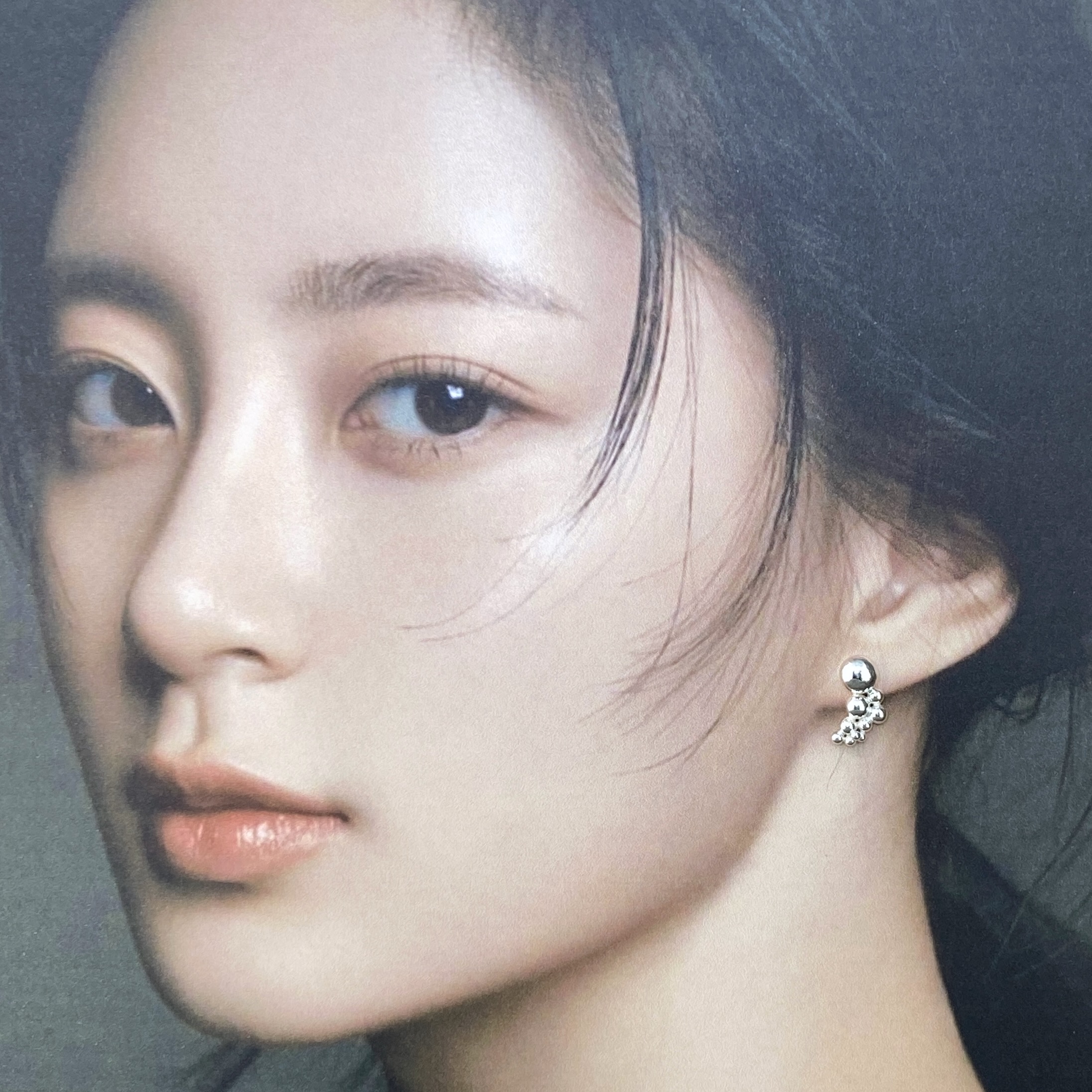 granules earrings - cluster post - Argentium silver - Image 2