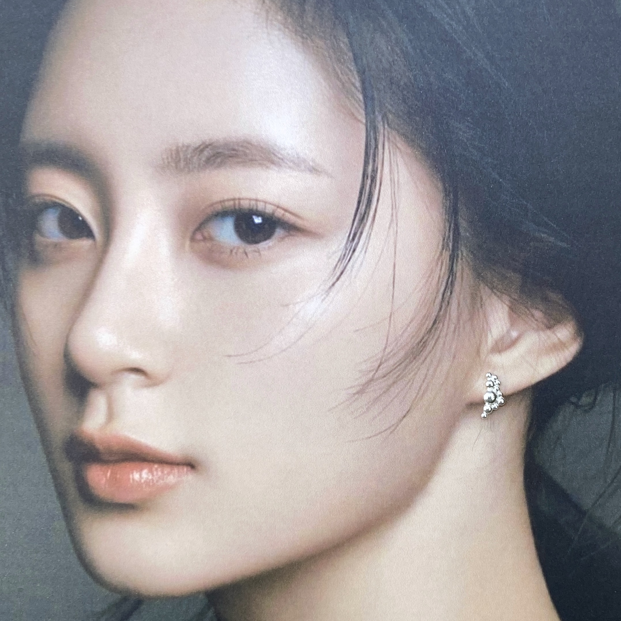 granules earrings - cluster post - Argentium silver - Image 2