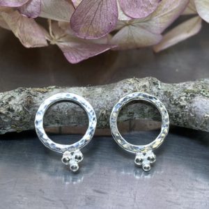 sun earrings - granules post - Argentium silver - large