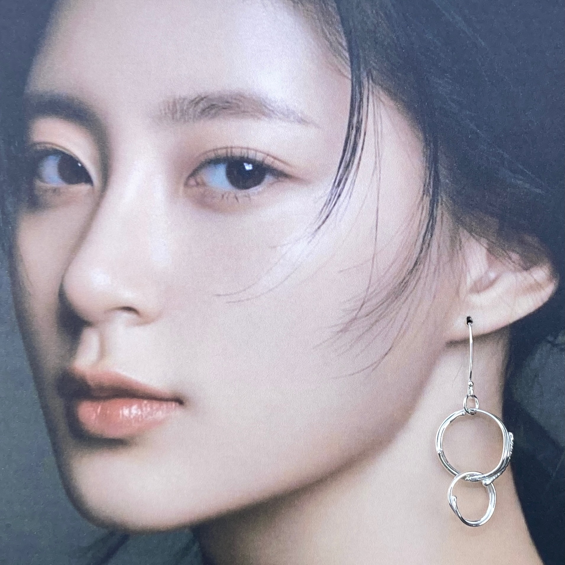 freeform circle earrings - double - Argentium silver - Image 2