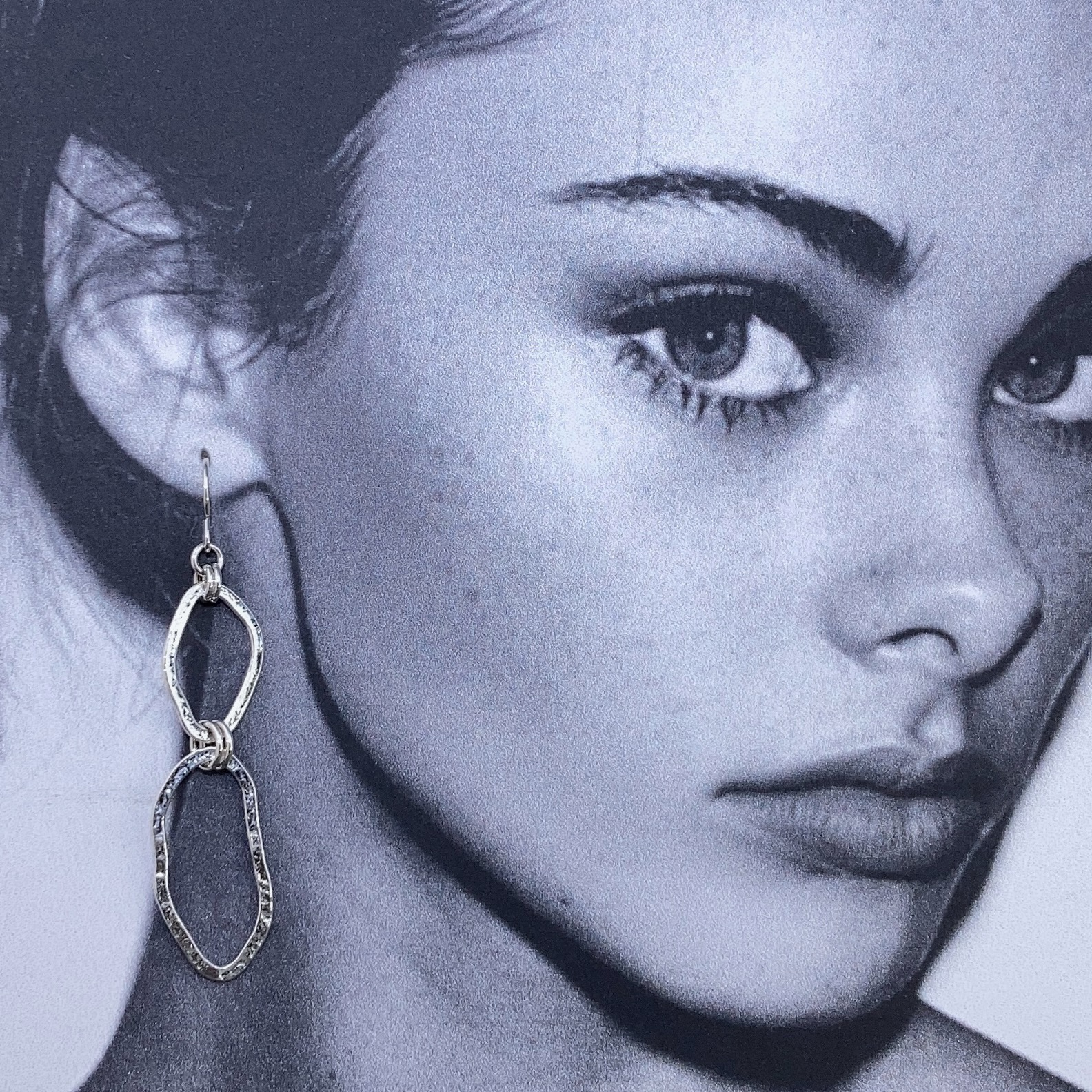 freeform circle earrings - double - Argentium silver - Image 2