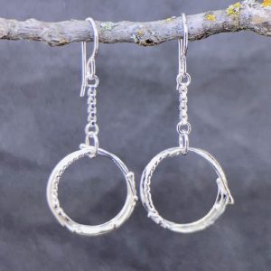 freeform circle chain earrings - Argentium silver