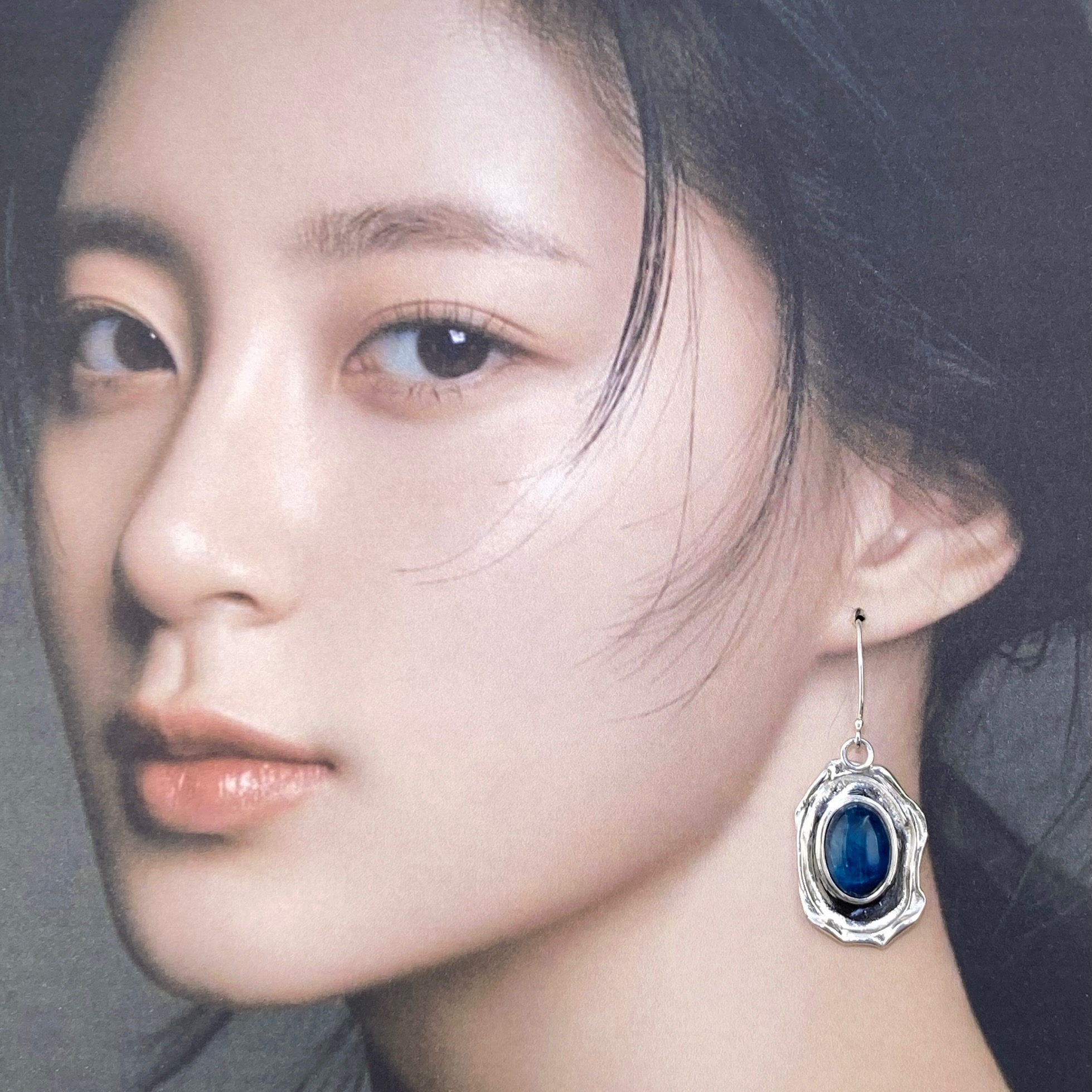 apatite earrings - wax seal - Argentium silver - Image 2