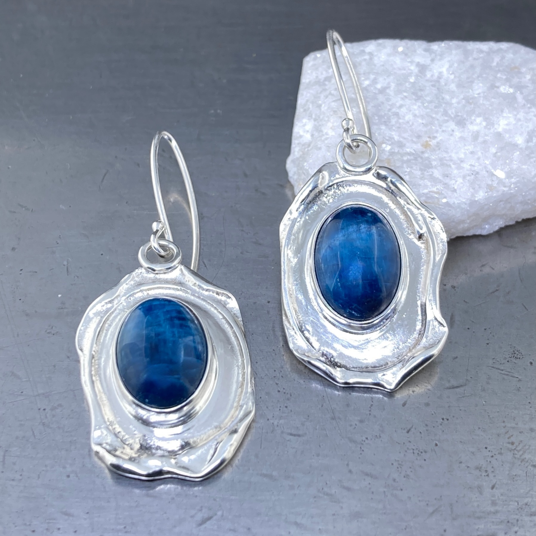 apatite earrings - wax seal - Argentium silver - Image 3