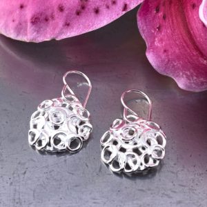 pebbles earrings - round - Argentium silver