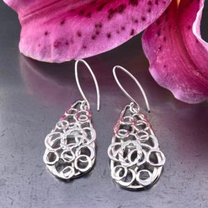 pebbles earrings - teardrop - Argentium silver