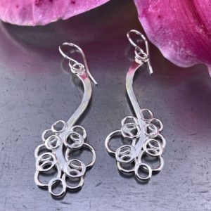 pebbles earrings - branch - Argentium silver