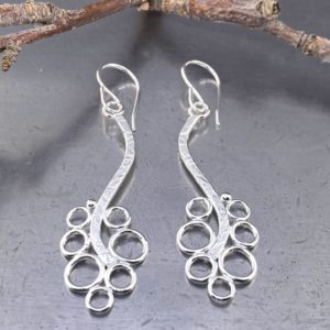 pebbles earrings - branch - Argentium silver