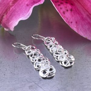 pebbles earrings - rectangle - Argentium silver
