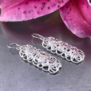pebbles earrings - curved rectangle - Argentium silver