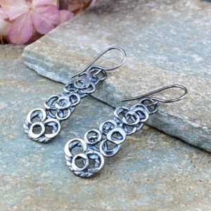 pebbles earrings - triangle - antique Argentium silver