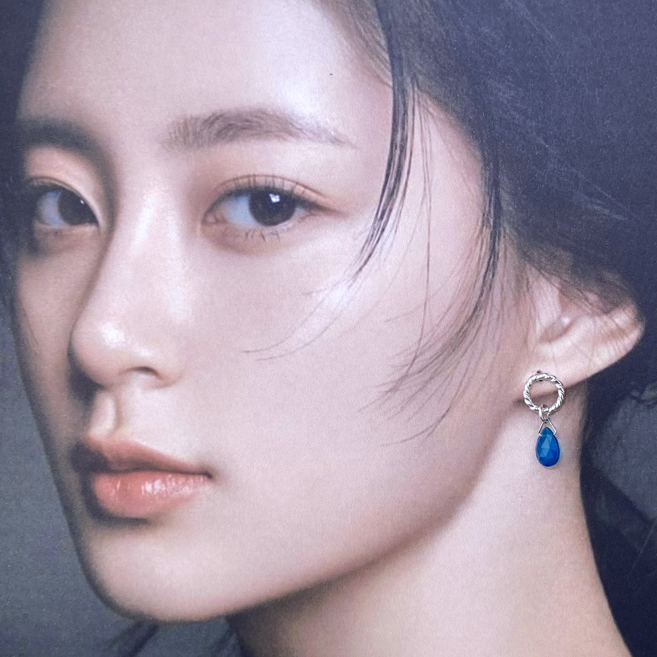 apatite earrings - twist sun post - Argentium silver - Image 2