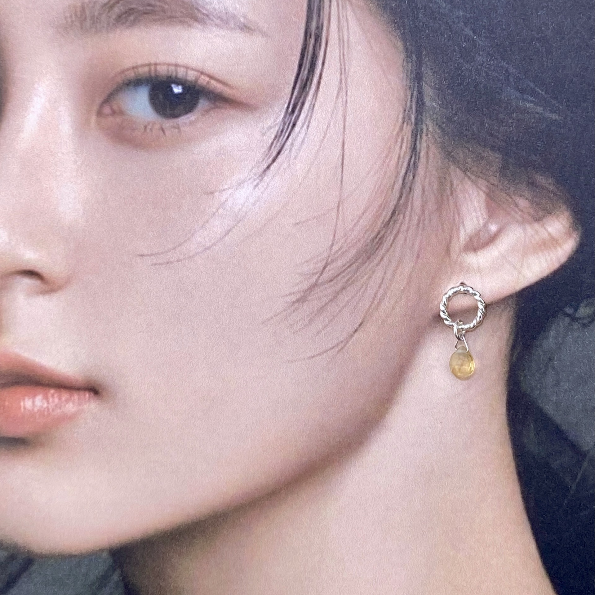 citrine earrings - twist sun post - Argentium silver - Image 2