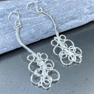 pebbles earrings - branch - Argentium silver