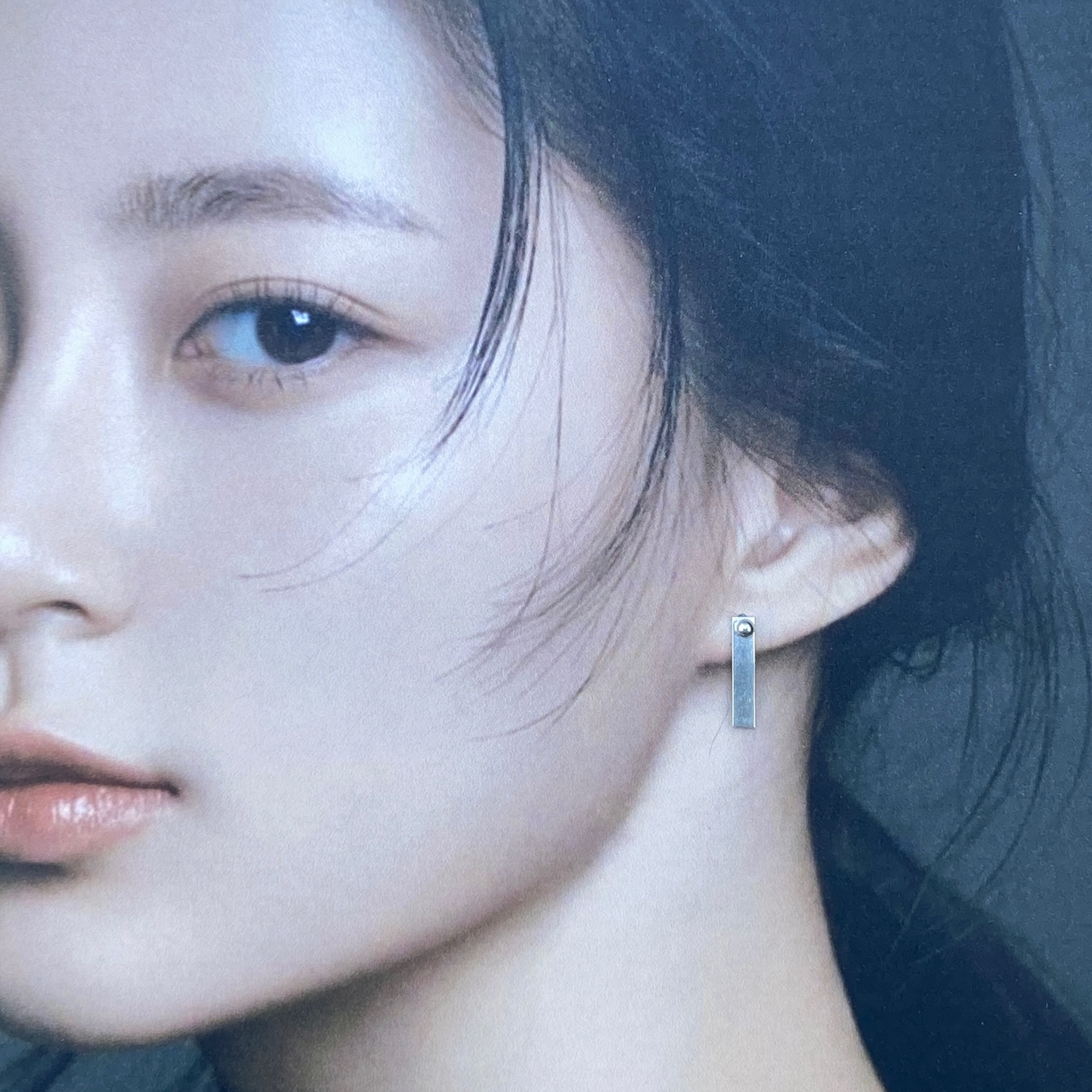 granules bar earring jacket - Argentium silver - Image 4