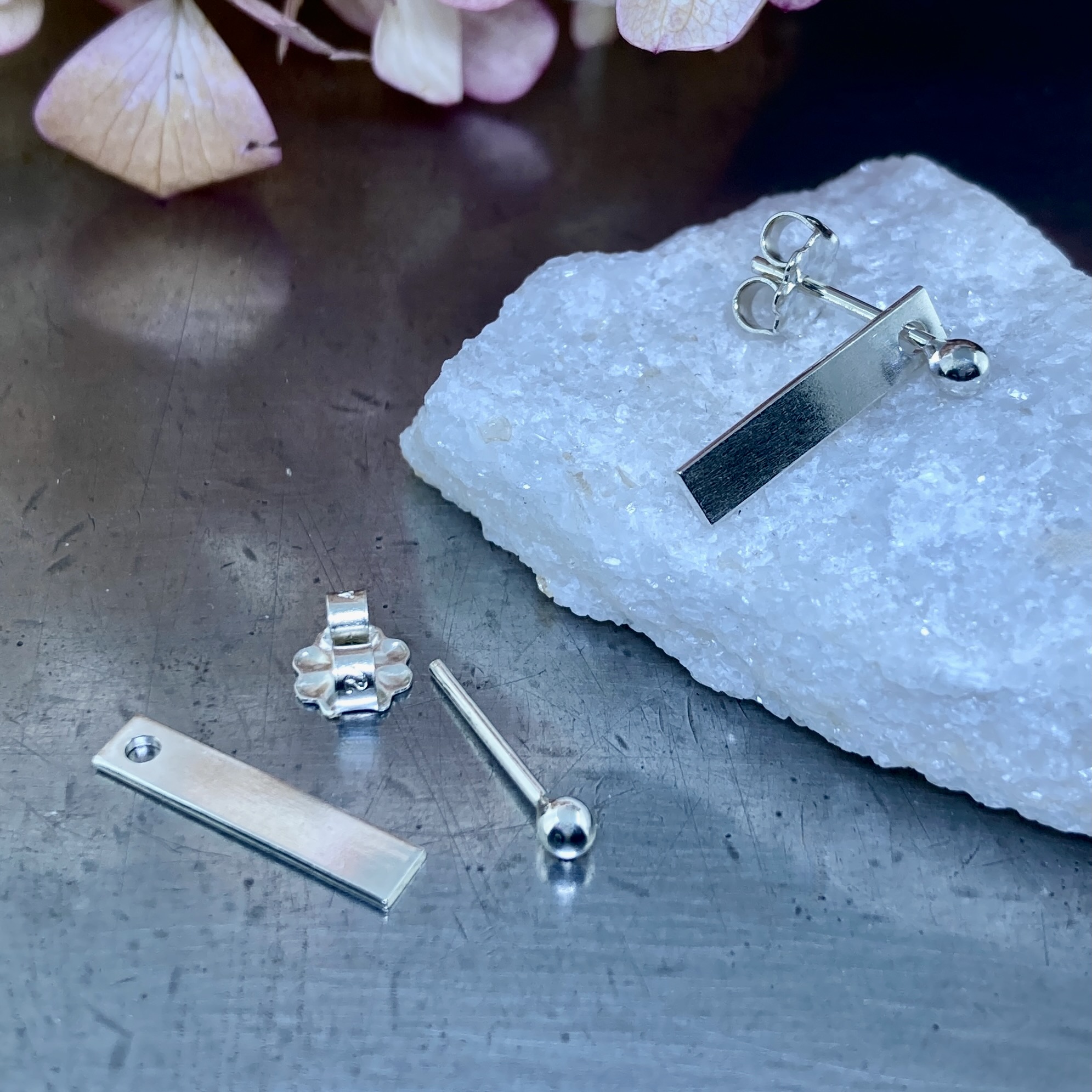 granules bar earring jacket - Argentium silver - Image 3