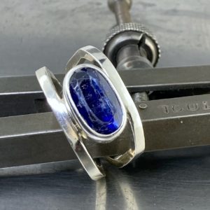 Kyanite Ring – Size 9.75 – Argentium Silver Octagon Double Band – 4.88 Carat