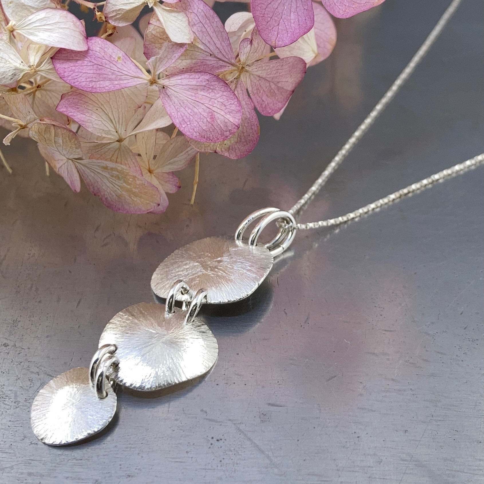 freeform circle pendant - Argentium silver stacked solids